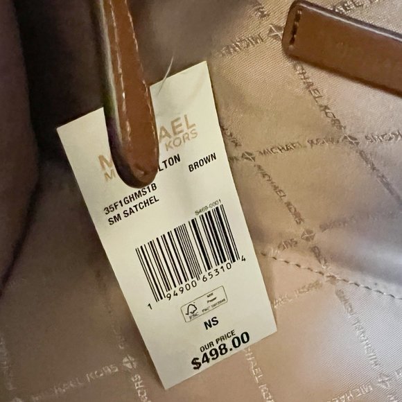 Michael Kors Hamilton Small Satchel Shoulder Crossbody Bag MK Brown - Picture 7 of 11